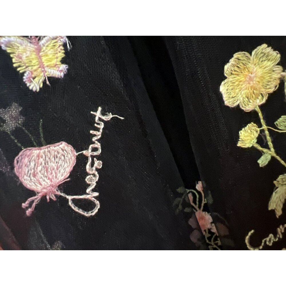 Darling Custom Made Tailored Handmade One-Shoulder Black Floral Embroidered Dres - Picture 10 of 14